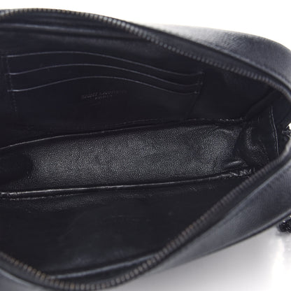 Saint Laurent Grain De Poudre Matelasse Monogram Mini Lou Camera Bag Black 4 of 8