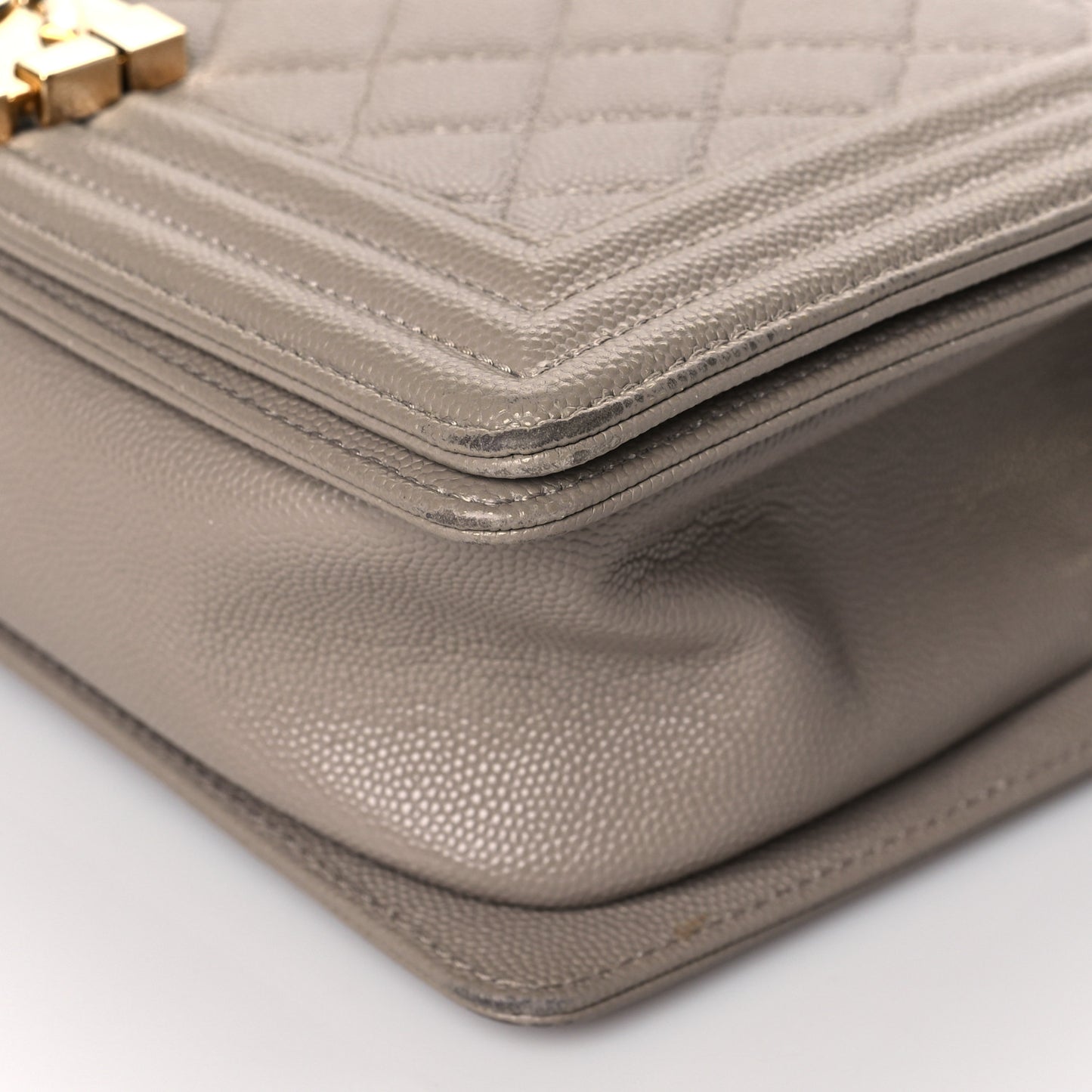 Caviar Quilted Medium Boy Flap Dark Beige