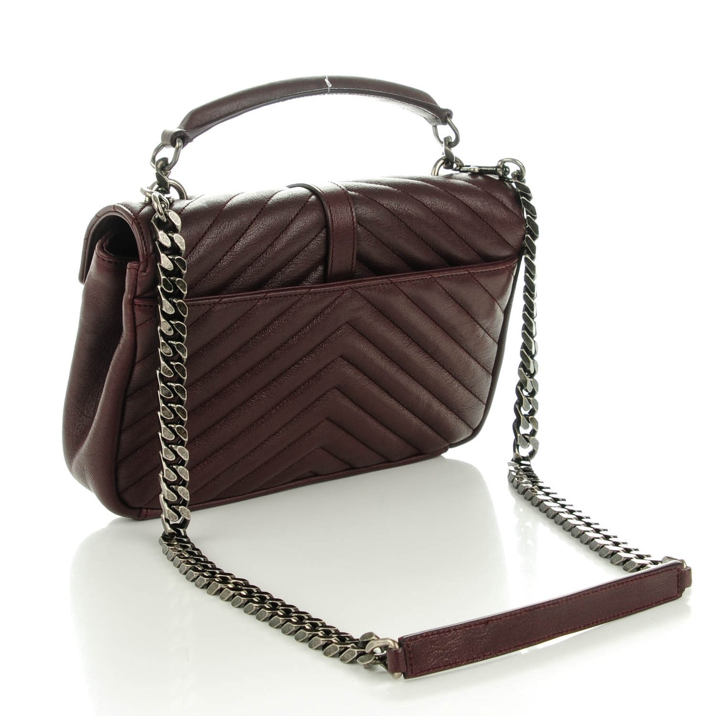 Sheepskin Matelasse Chevron Monogram Medium College Bag Amaranto