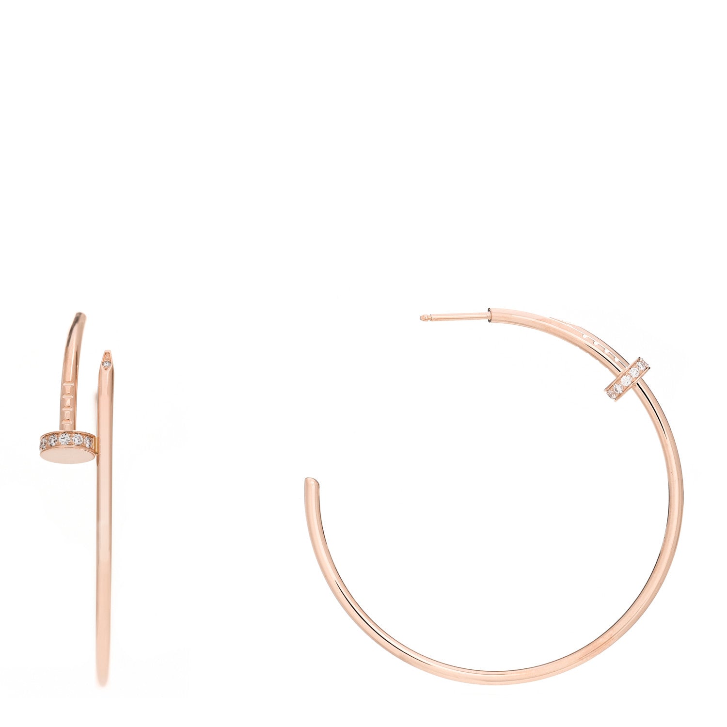 Cartier 18K Pink Gold Diamond Juste Un Clou Hoop Earrings 1 of 4