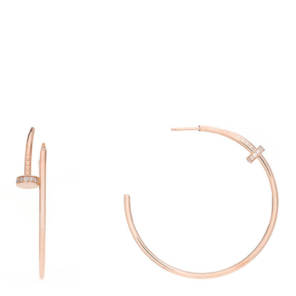 Cartier 18K Pink Gold Diamond Juste Un Clou Hoop Earrings 1 of 4