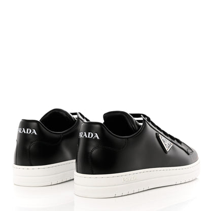 Prada Spazzolato Rois Triangle Womens Downtown Low Top 30mm Sneakers 40 Black White 4 of 9