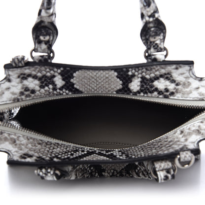 Balenciaga Grained Calfskin Snake Effect Neo Classic Silver Hardware Mini City Black White 5 of 8