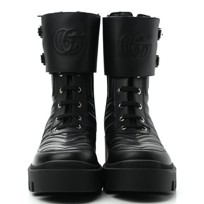 Gucci Nappa Frances GG Matelasse Platform Combat Boots 39 Black 2 of 9