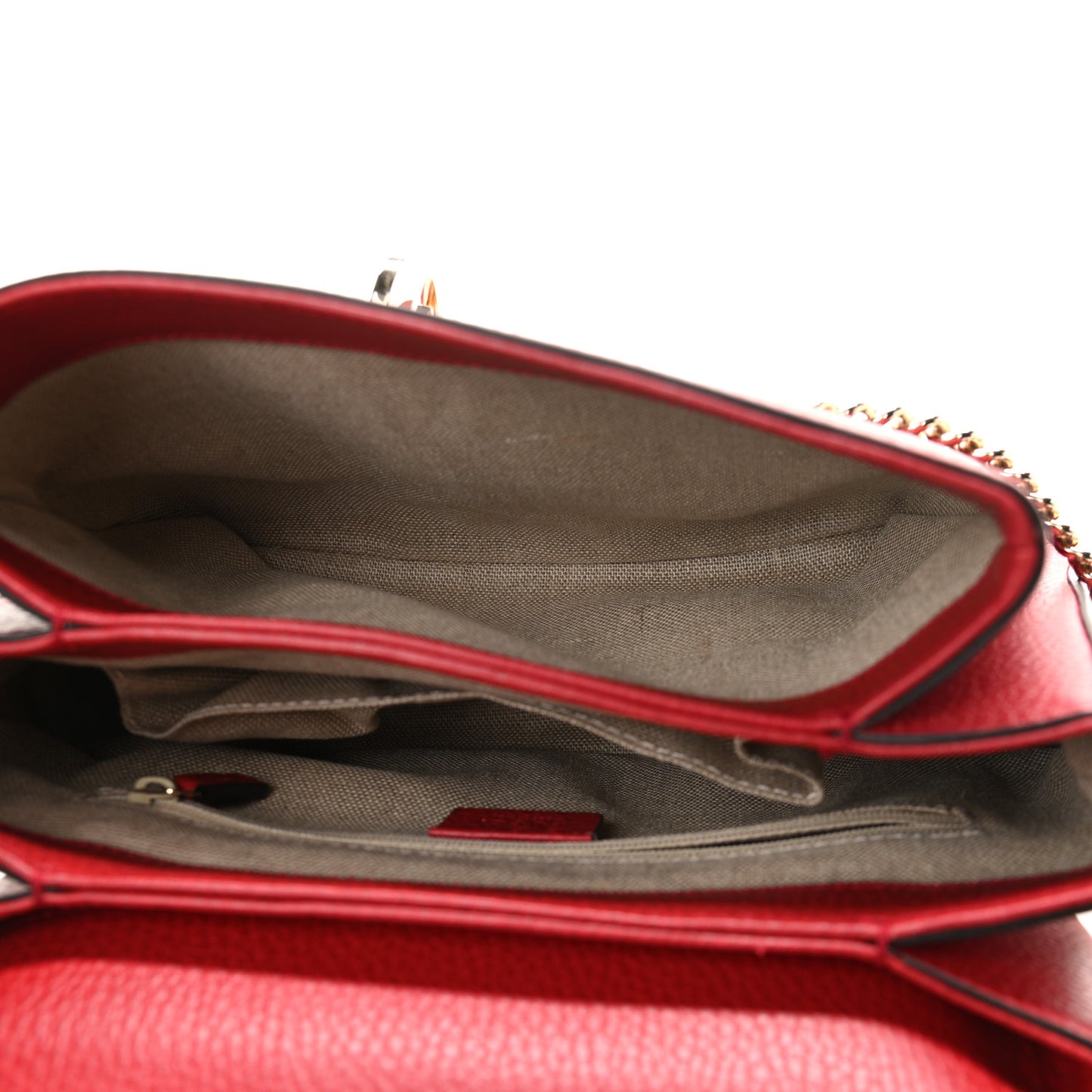 Dollar Calfskin Interlocking G Top Handle Shoulder Bag Red
