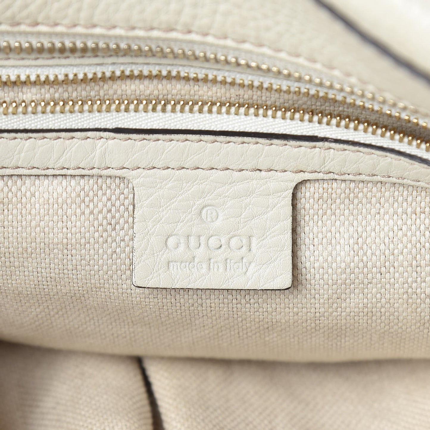 Pebbled Calfskin Large Soho Top Handle Bag Off White