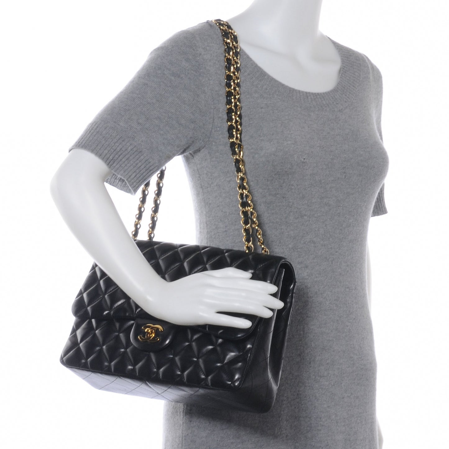 Lambskin Jumbo Single Flap Black