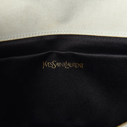Saint Laurent Patent Calfskin Ombre Monogram Large Belle De Jour Clutch Ivory Black 6 of 12