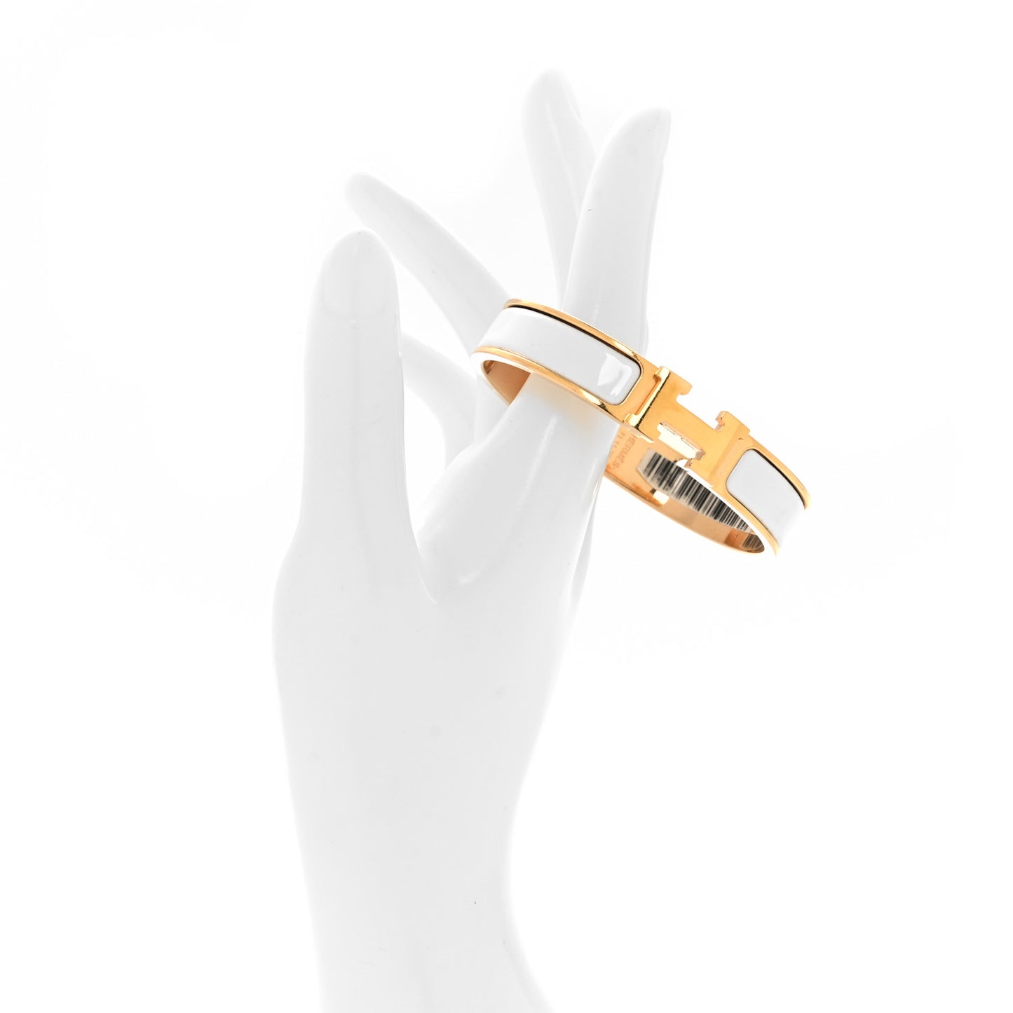 Enamel Narrow Clic Clac H Bracelet GM White