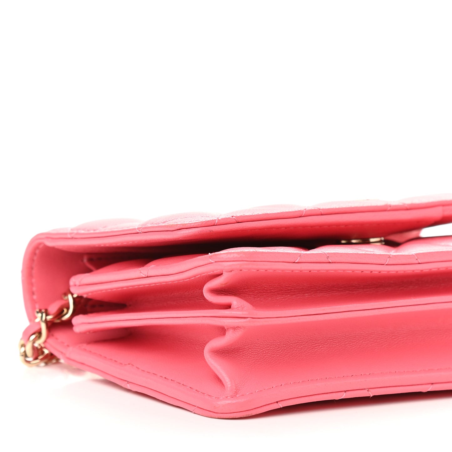 Lambskin Quilted Mini Wallet On Chain WOC Pink