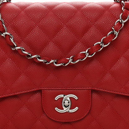 Chanel Caviar Quilted Jumbo Single Flap Red 8 of 10