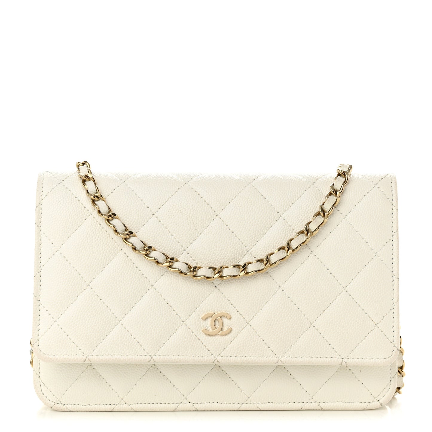 Caviar Quilted Wallet On Chain WOC White