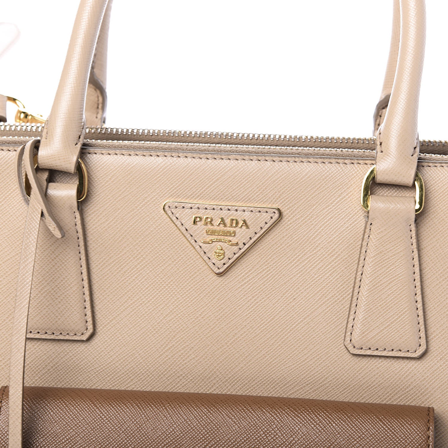 Prada Saffiano Lux Galleria Front Pocket Tote Cammeo Caramel