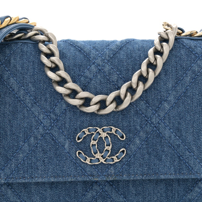 Chanel Denim Quilted Chanel 19 Wallet On Chain WOC Blue 9 of 11