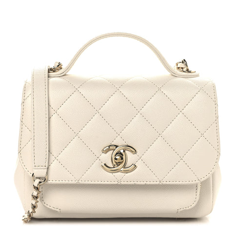 Caviar Quilted Small Business Affinity Flap White