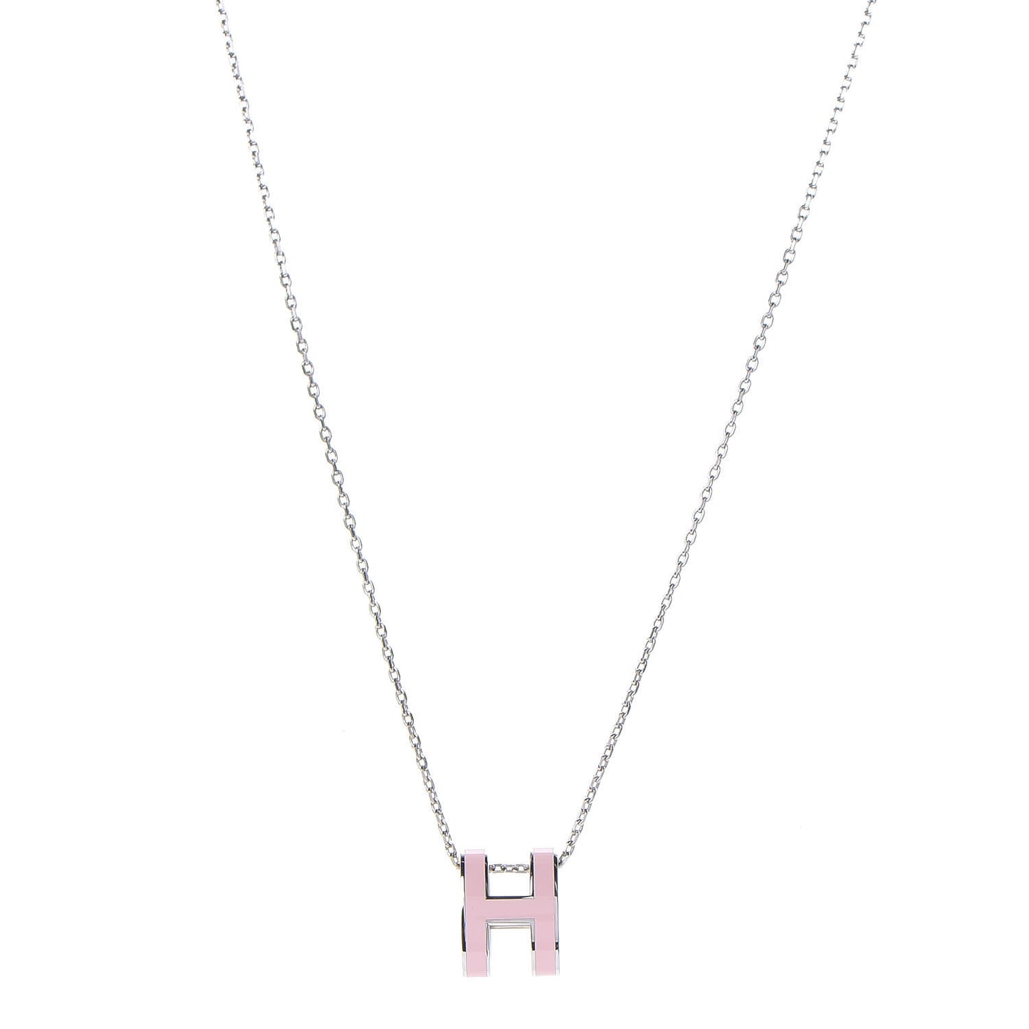 Lacquered Palladium Pop H Pendant Necklace Rose Dragee
