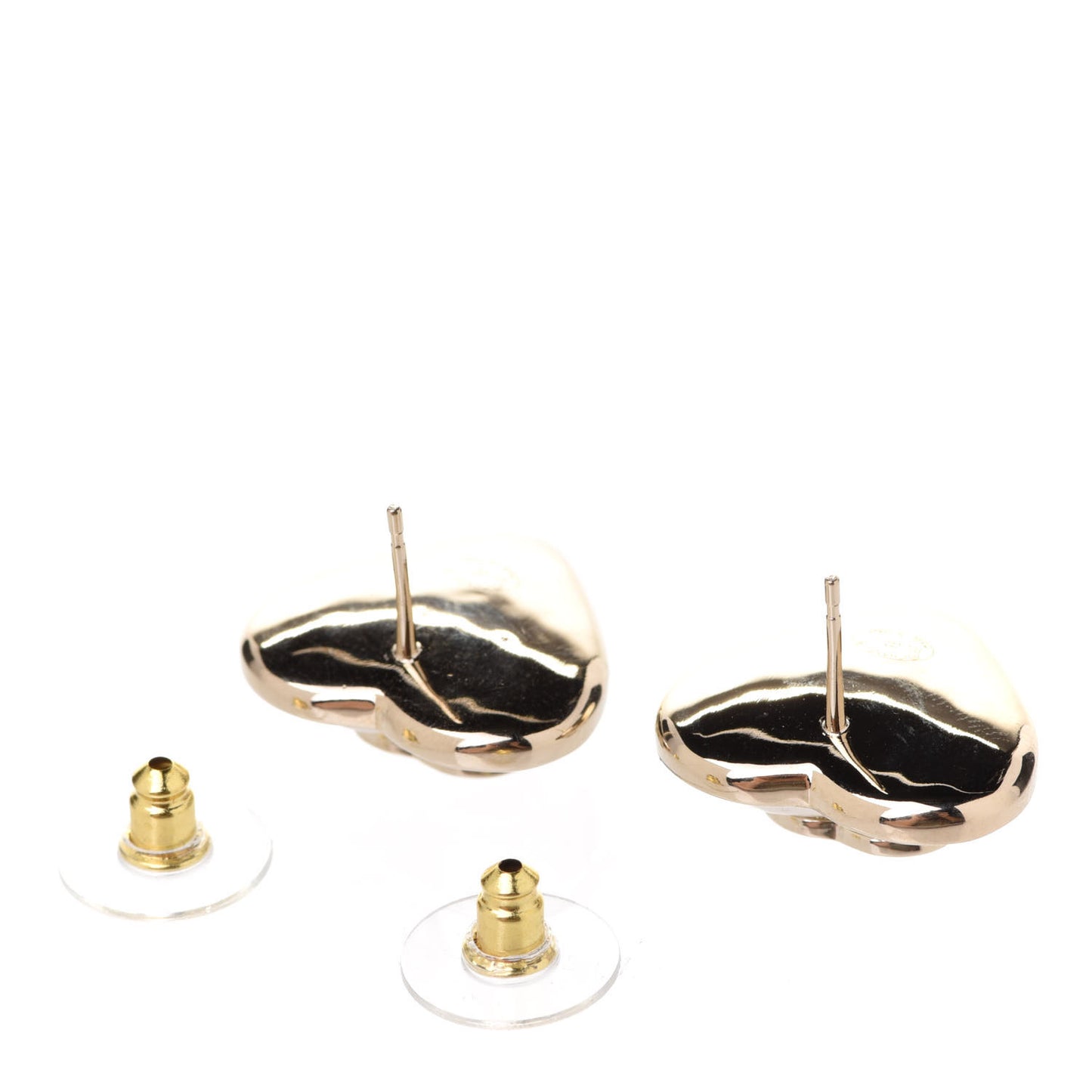 Pearl CC Heart Earrings Gold
