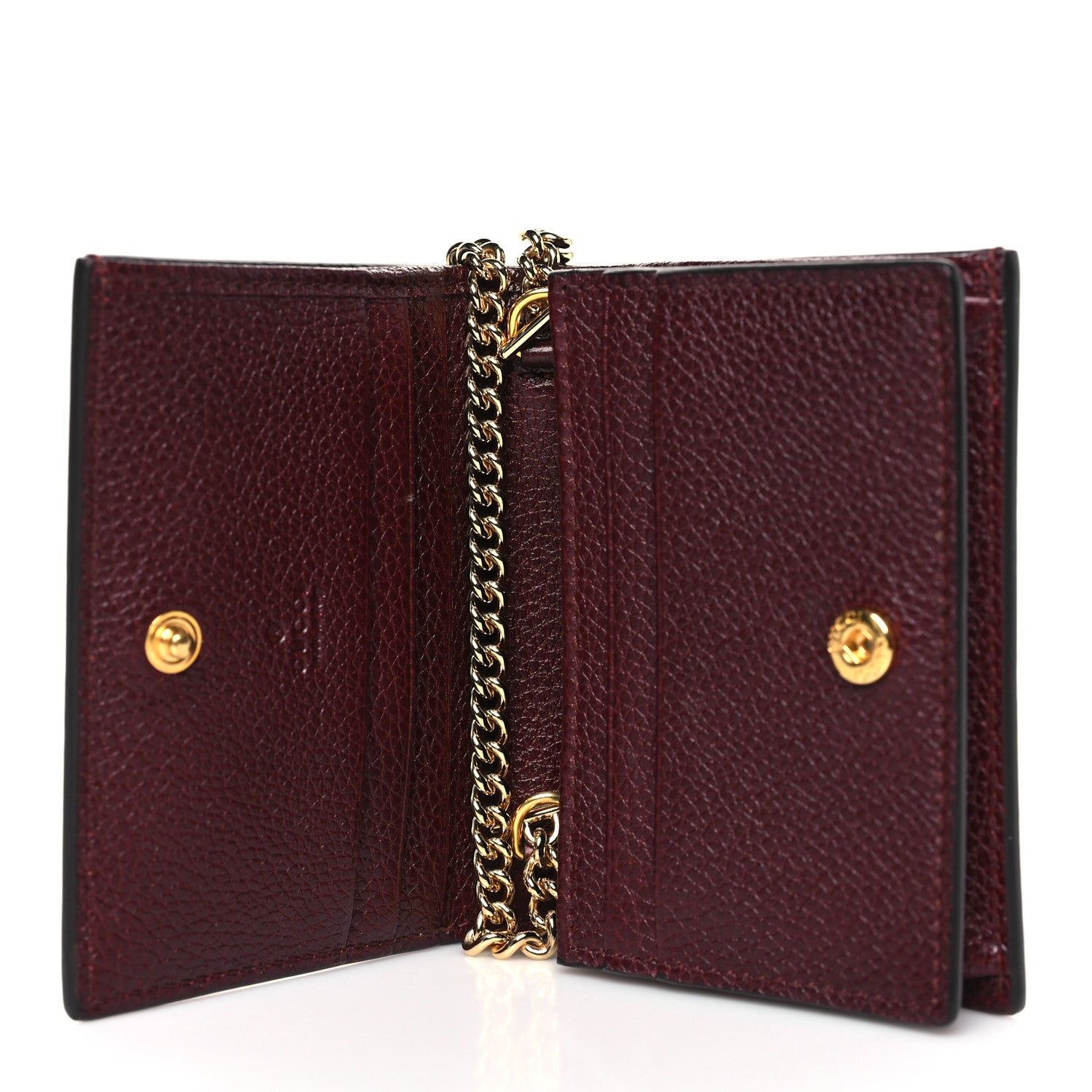 Gucci Grainy Calfskin Zumi Chain Card Case Wallet Vintage Bordeaux 5 of 7
