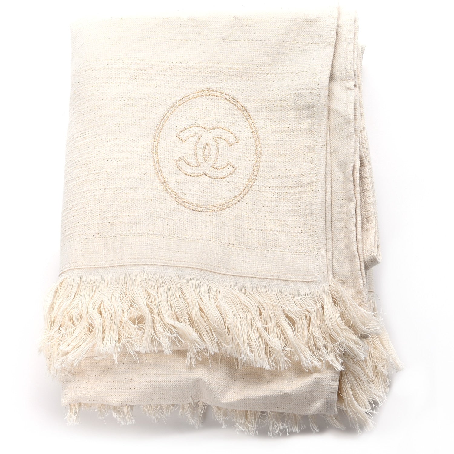 Chanel Cotton Quilted CC Beach Towel Pouch Set Ivory 1 of 4