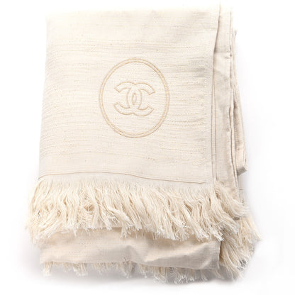 Chanel Cotton Quilted CC Beach Towel Pouch Set Ivory 1 of 4