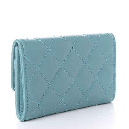 Chanel Lambskin Quilted Flap Card Holder Turquoise 3 of 8