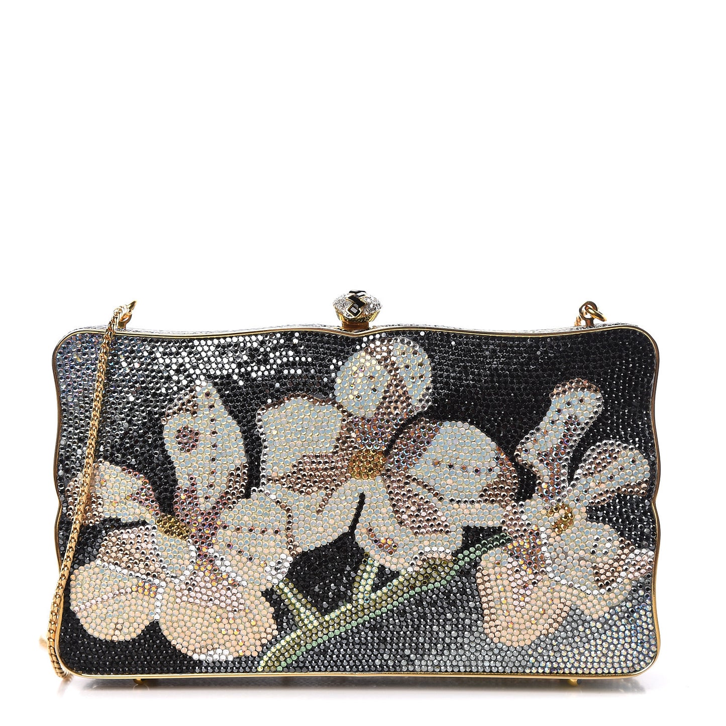 Swarovski Crystal Flower Minaudiere Clutch