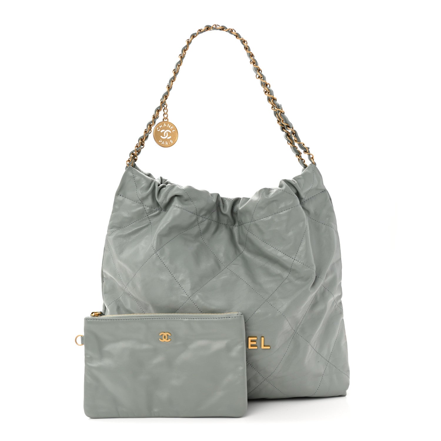 Chanel Shiny Calfskin Quilted Chanel 22 Light Blue 1770822