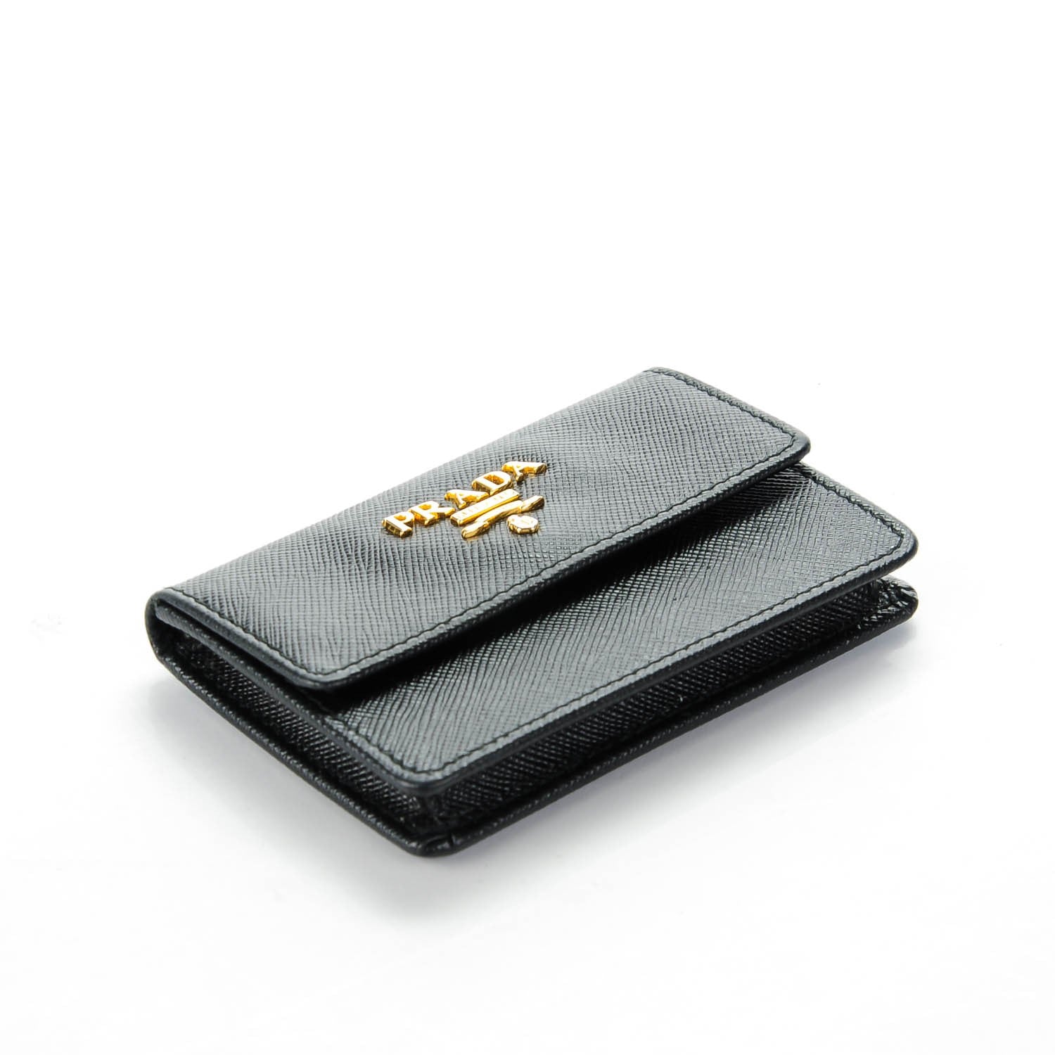 Prada Saffiano Metal Flap Card Holder Black 4 of 7
