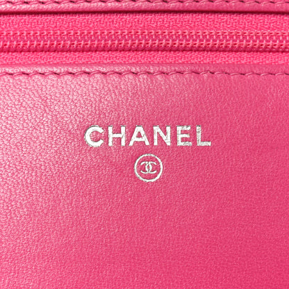 Chanel Lambskin Quilted Wallet On Chain WOC Dark Pink 11 of 21