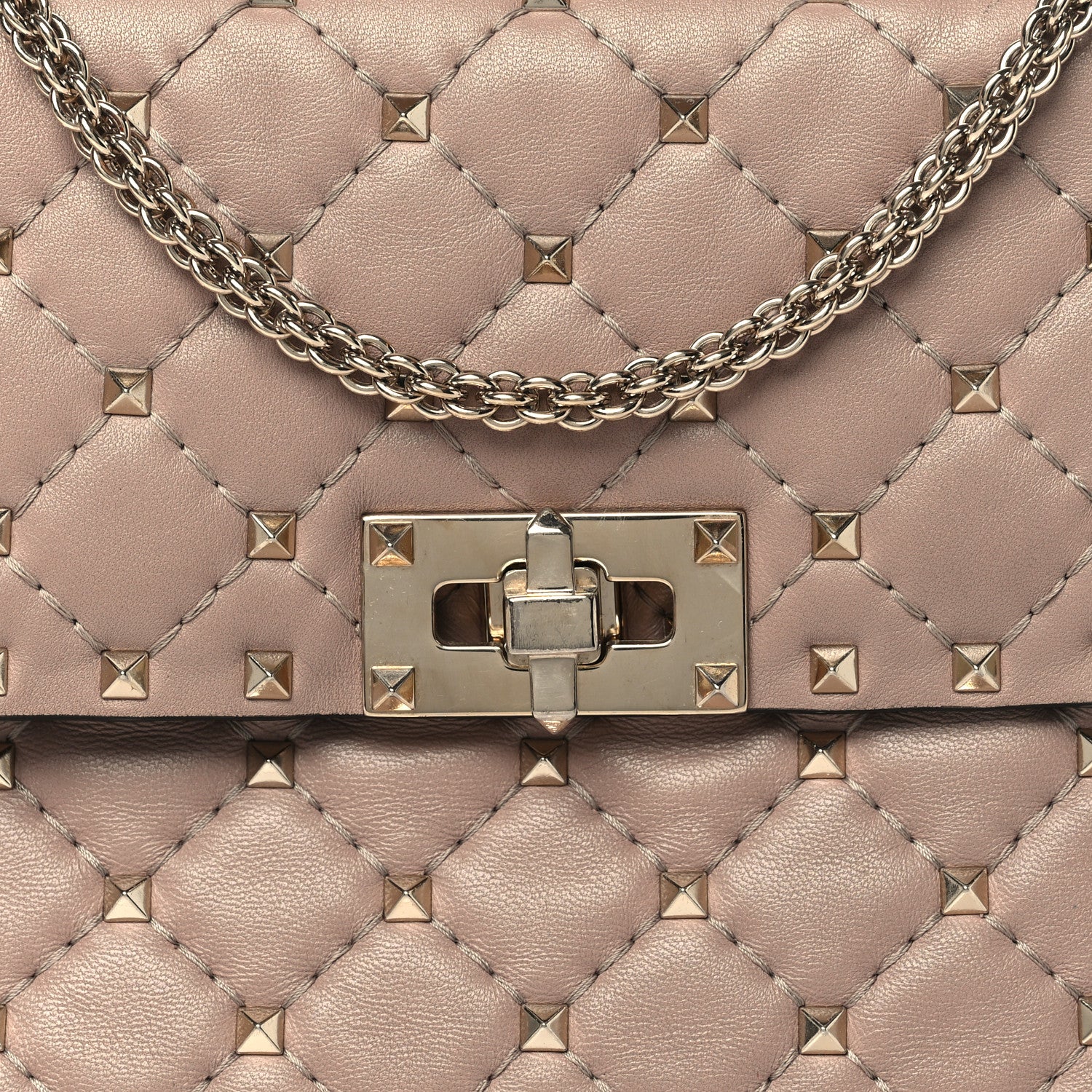 Valentino Garavani Lambskin Medium Rockstud Spike Shoulder Bag Poudre 7 of 11