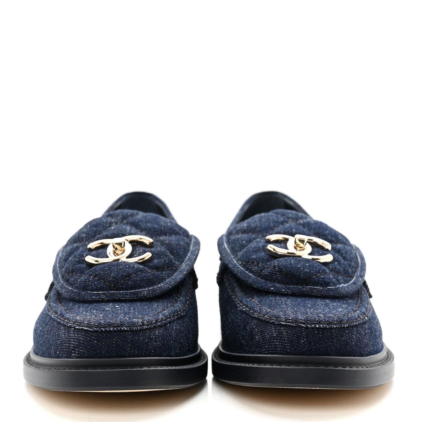 Denim CC Turnlock Loafers 39 Dark Blue