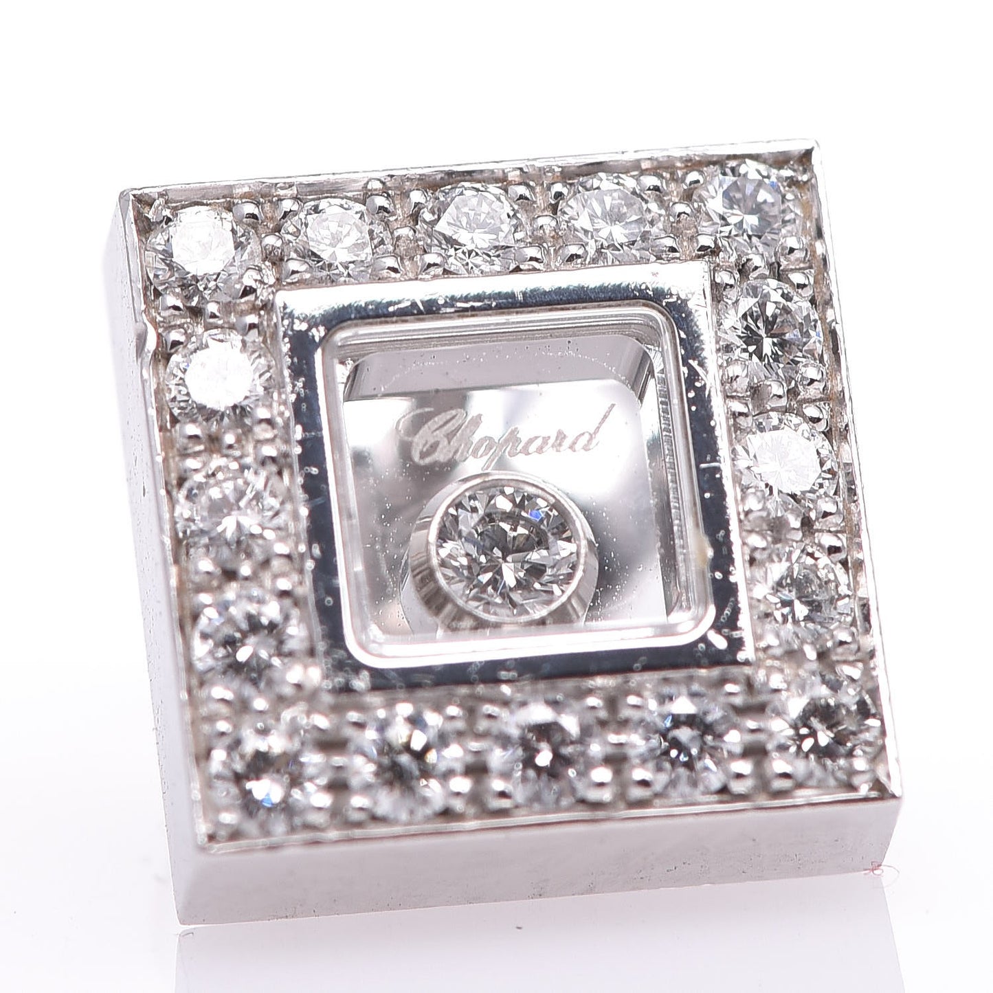 18K White Gold Happy Diamonds Square Earrings
