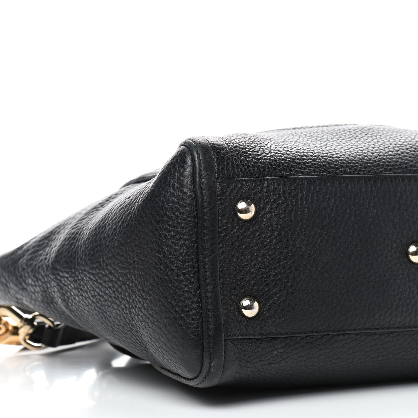 Pebbled Calfskin Small Soho Top Handle Bag Black
