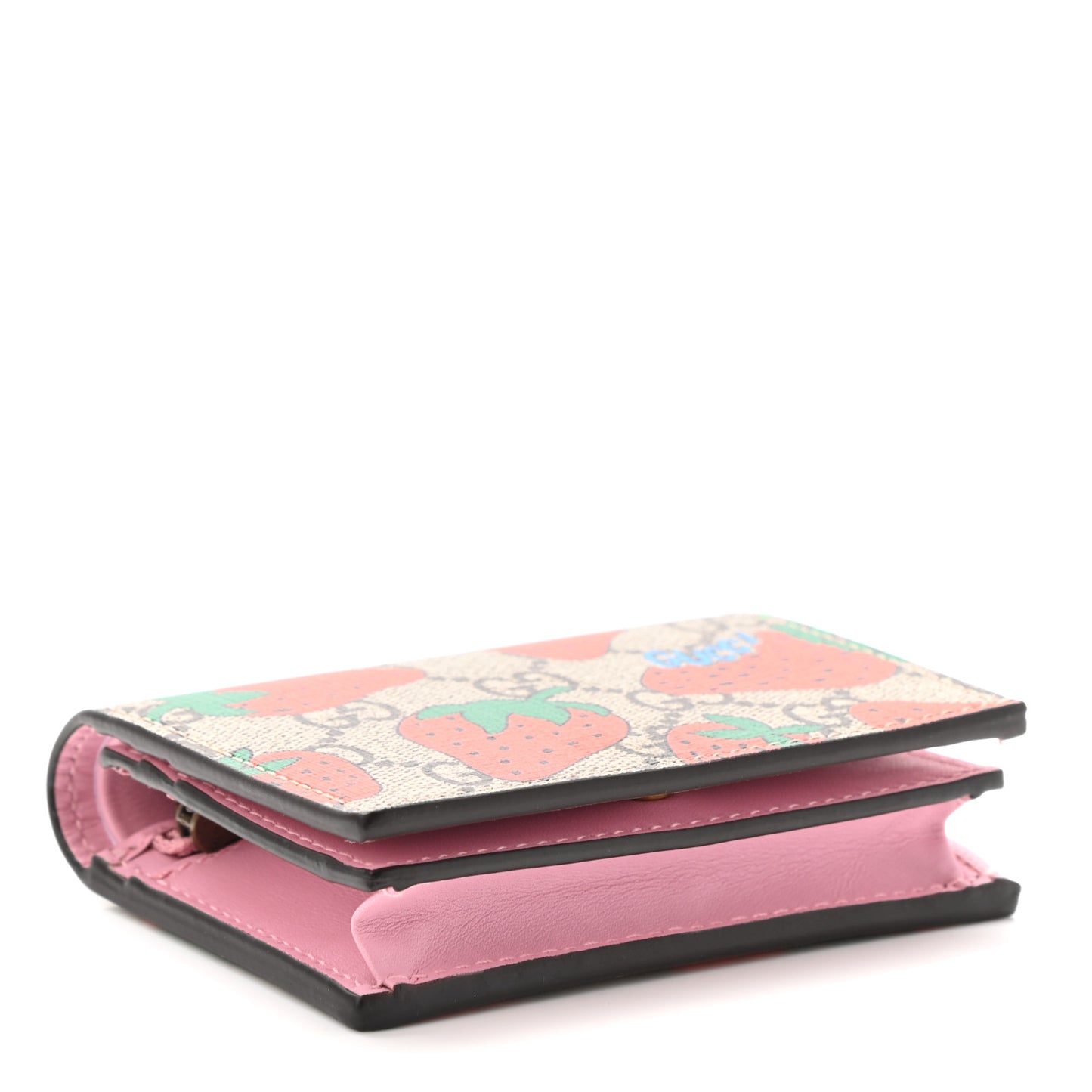 GG Supreme Monogram Strawberry Card Case