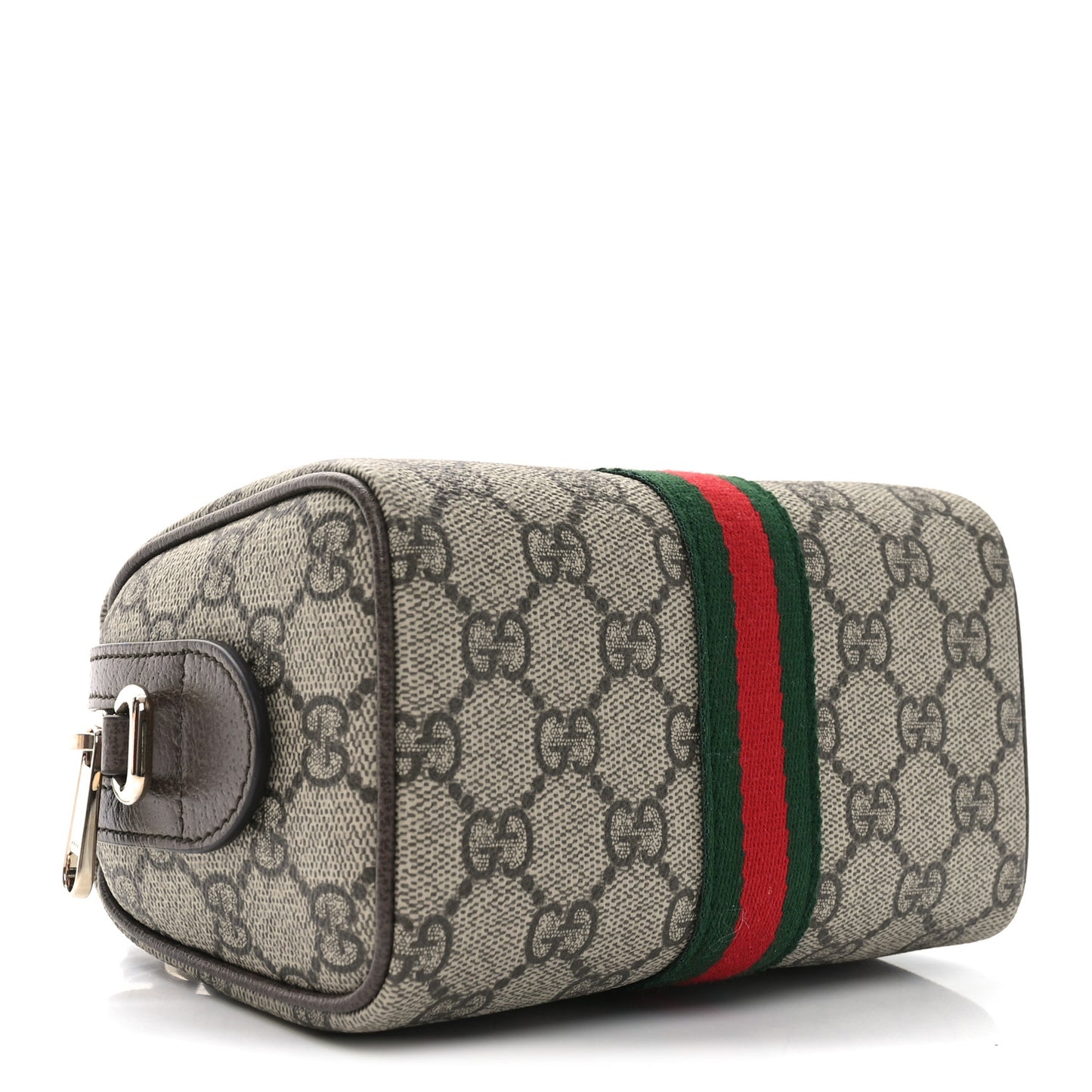 GG Supreme Monogram Web Mini Ophidia Boston Bag Beige Dark Brown Beige Dark Brown
