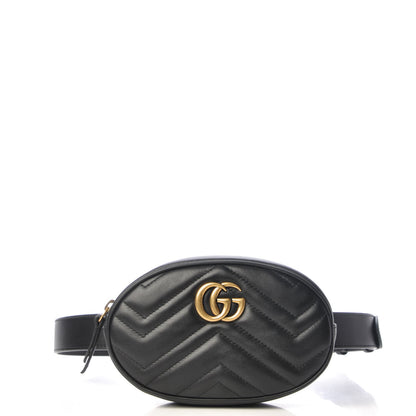 Gucci Calfskin Matelasse GG Marmont Belt Bag 85 34 Black 1 of 8