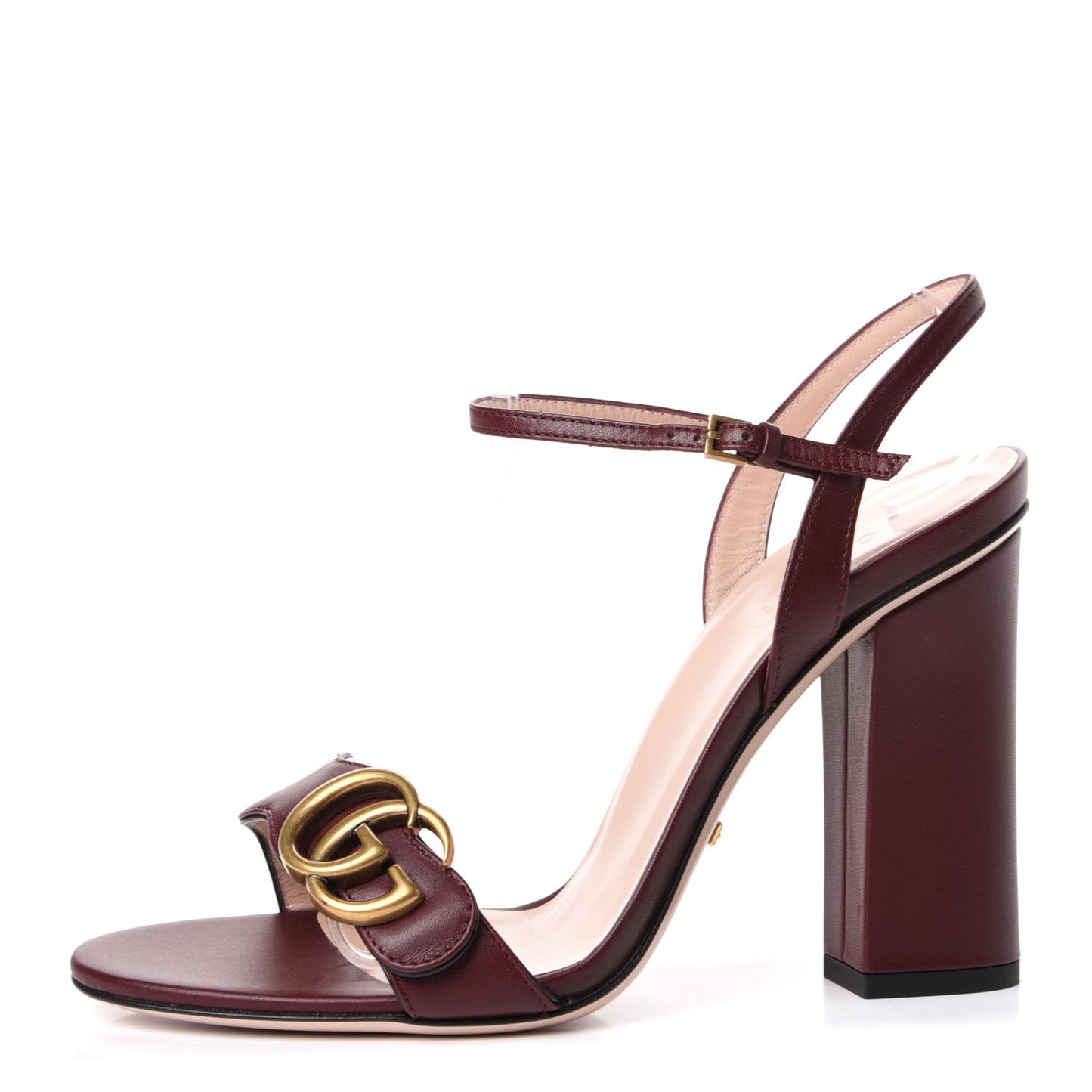 Lifford Calfskin GG Marmont Ankle Wrap 105mm Sandals 37.5 Vintage Bordeaux