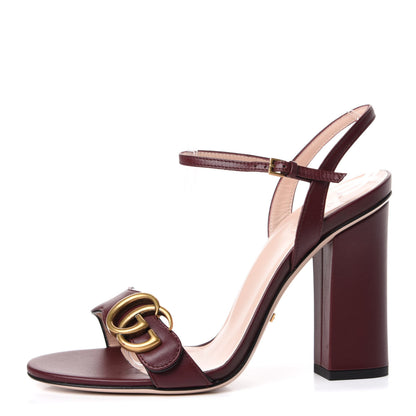 Gucci Lifford Calfskin GG Marmont Ankle Wrap 105mm Sandals 37.5 Vintage Bordeaux 1 of 12