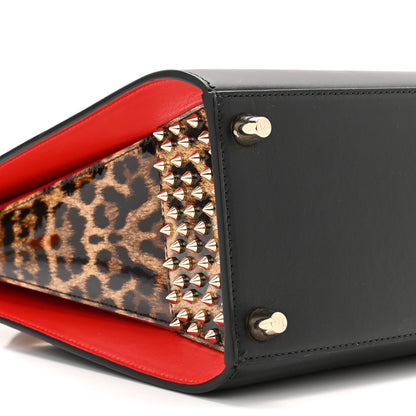 Christian Louboutin Calfskin Patent Leopard Spiked Medium Paloma Black 9 of 10