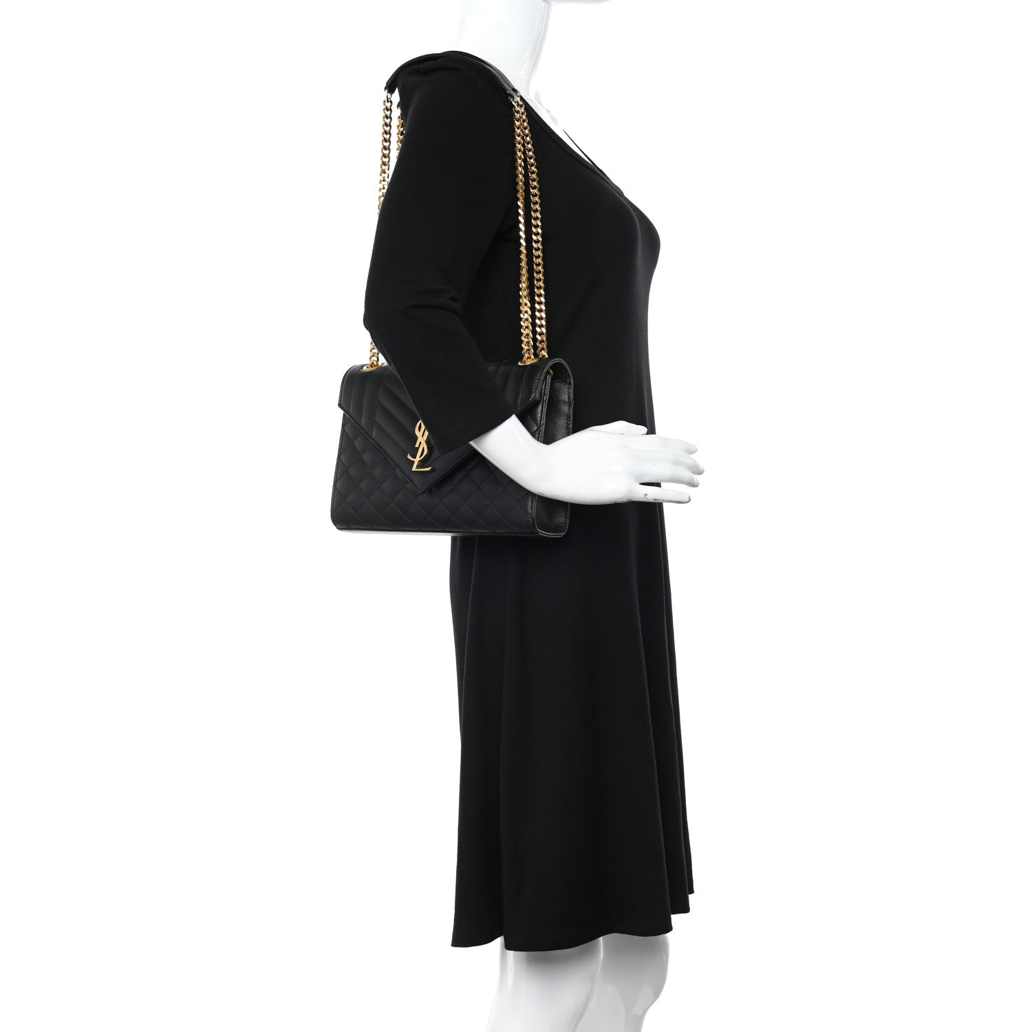 Saint Laurent Grain De Poudre Textured Mixed Matelasse Triquilt Medium Monogram Satchel Black 2 of 10