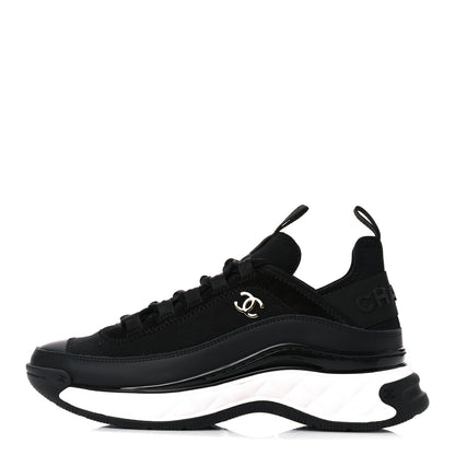 Chanel Velvet Calfskin Mixed Fibers CC Sneakers 35.5 Black 1 of 7