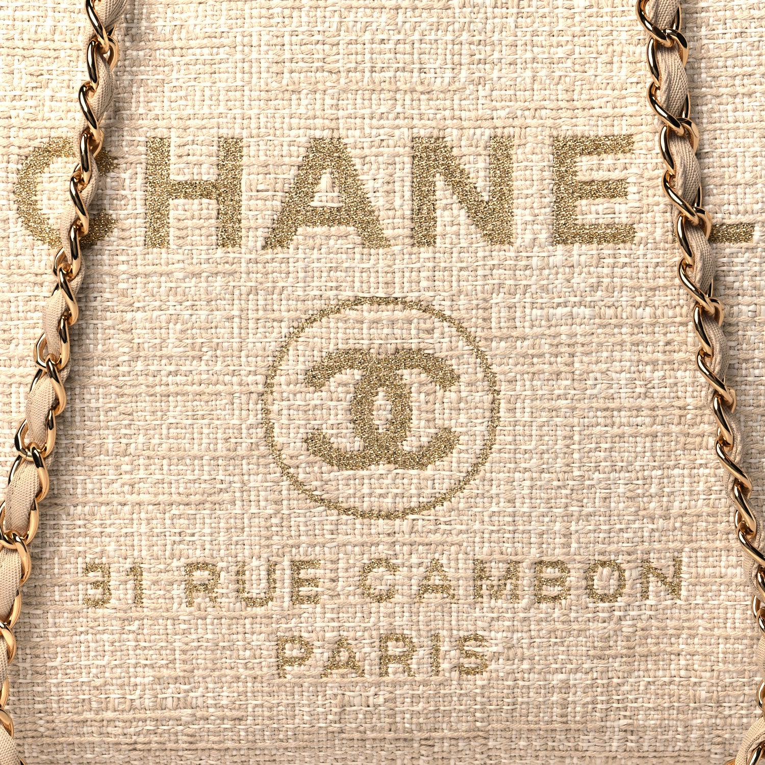 Chanel Canvas Medium Deauville Tote Light Beige 7 of 9