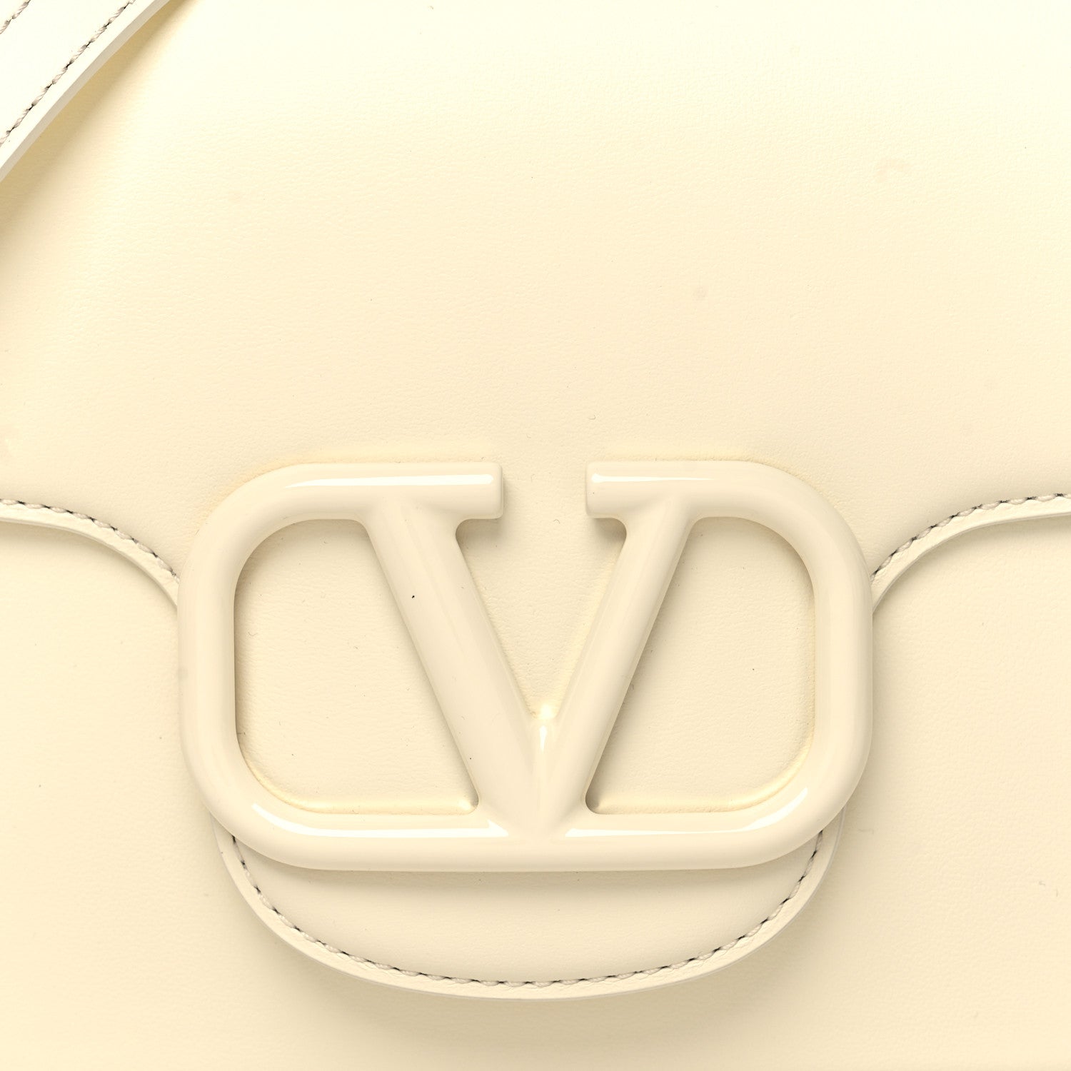 Valentino Garavani Calfskin Enamel VLogo Loco Flap Shoulder Bag Ivory 8 of 10