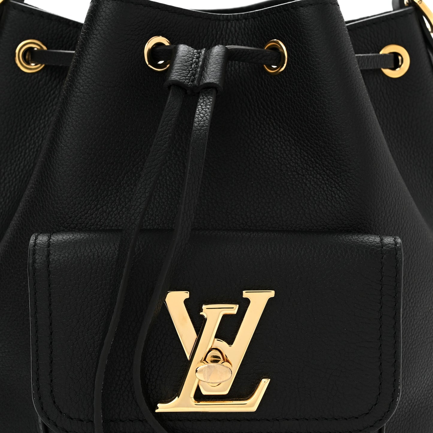 Calfskin Lockme Bucket MM Black