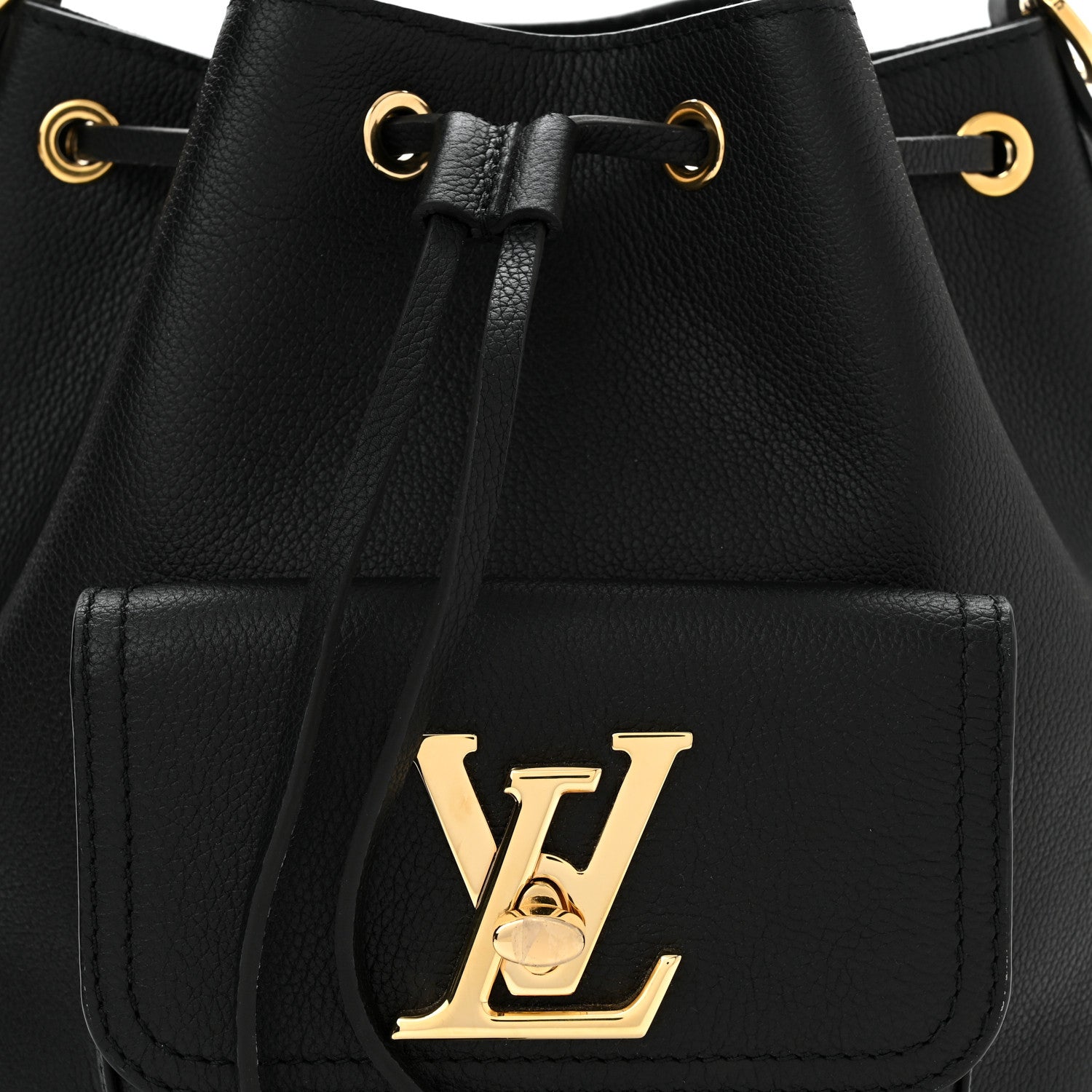 Louis Vuitton Calfskin Lockme Bucket MM Black 7 of 9