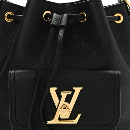 Louis Vuitton Calfskin Lockme Bucket MM Black 7 of 9