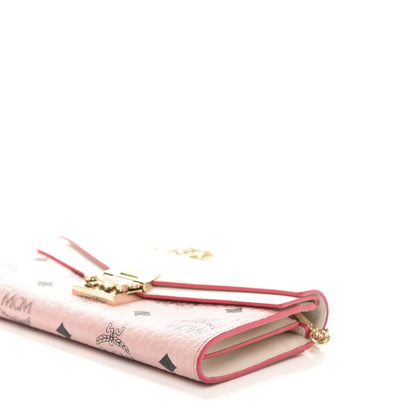 MCM Calfskin Visetos Monogram Patricia Color Block Wallet On Chain Pink Tint 7 of 9