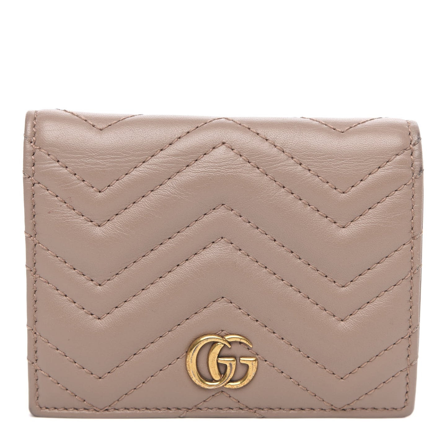 Calfskin Matelasse GG Marmont Card Case Porcelain Rose
