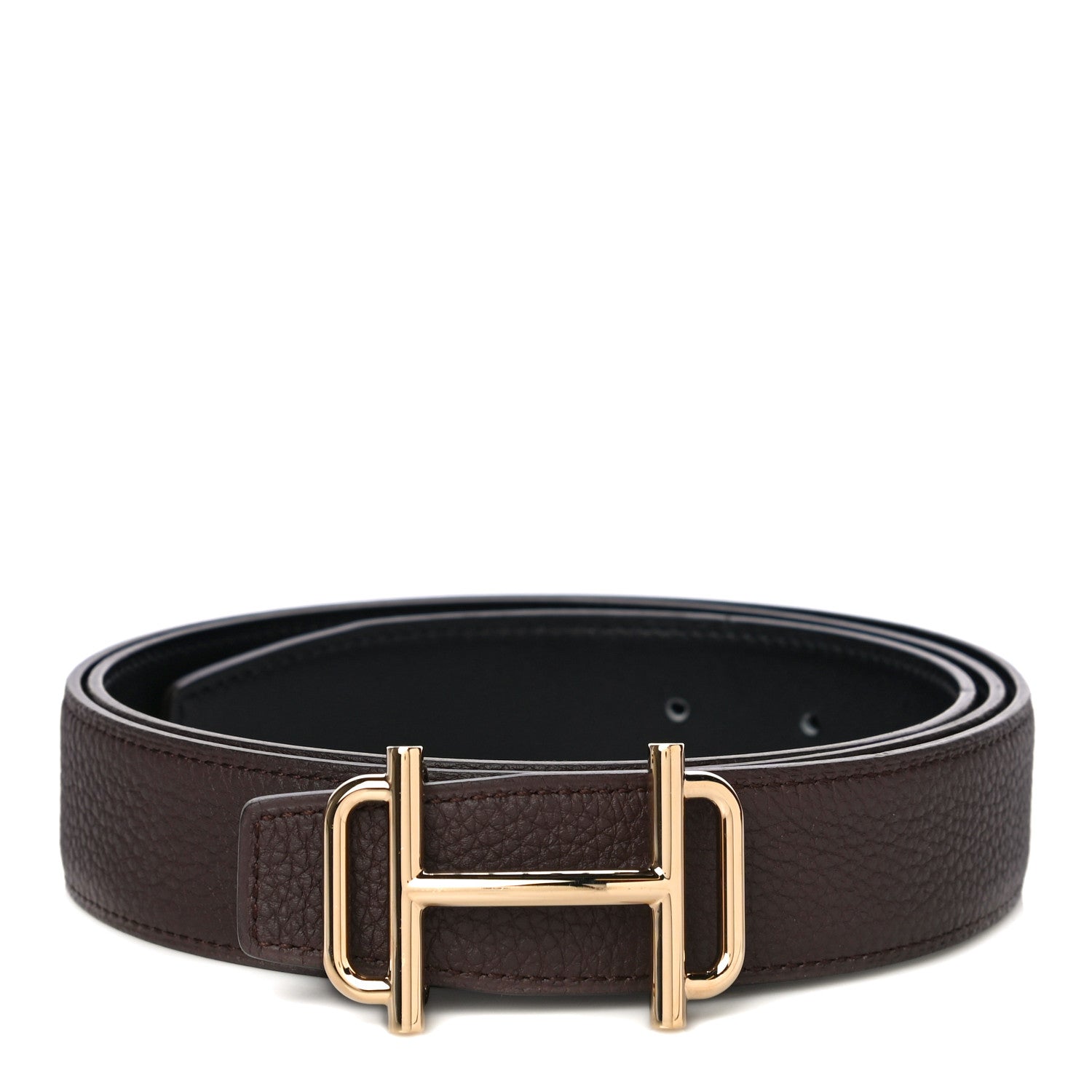 Hermes Togo Swift 32mm Gamma Belt 105 Chocolate Black 1 of 8