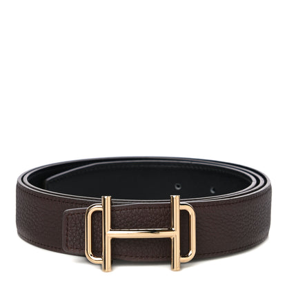Hermes Togo Swift 32mm Gamma Belt 105 Chocolate Black 1 of 8